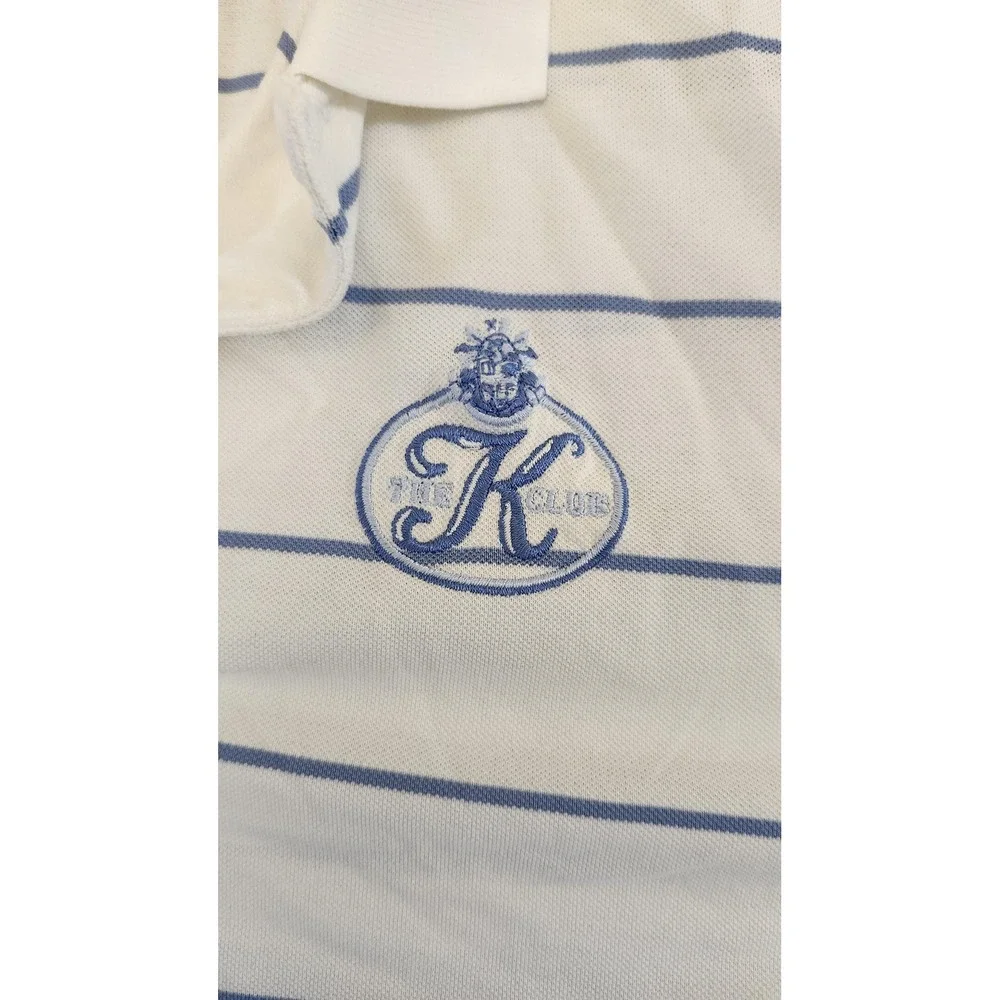 Polo Golf Ralph‎ Lauren Shirt Mens XL White Blue Striped K Club Crest Cotton